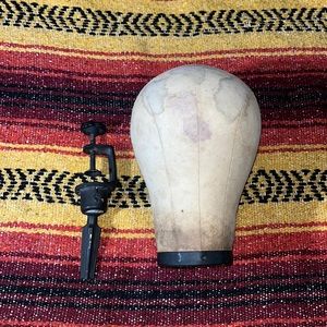 Vintage Industrial Canvas Head Form with Table Clamp/Stand